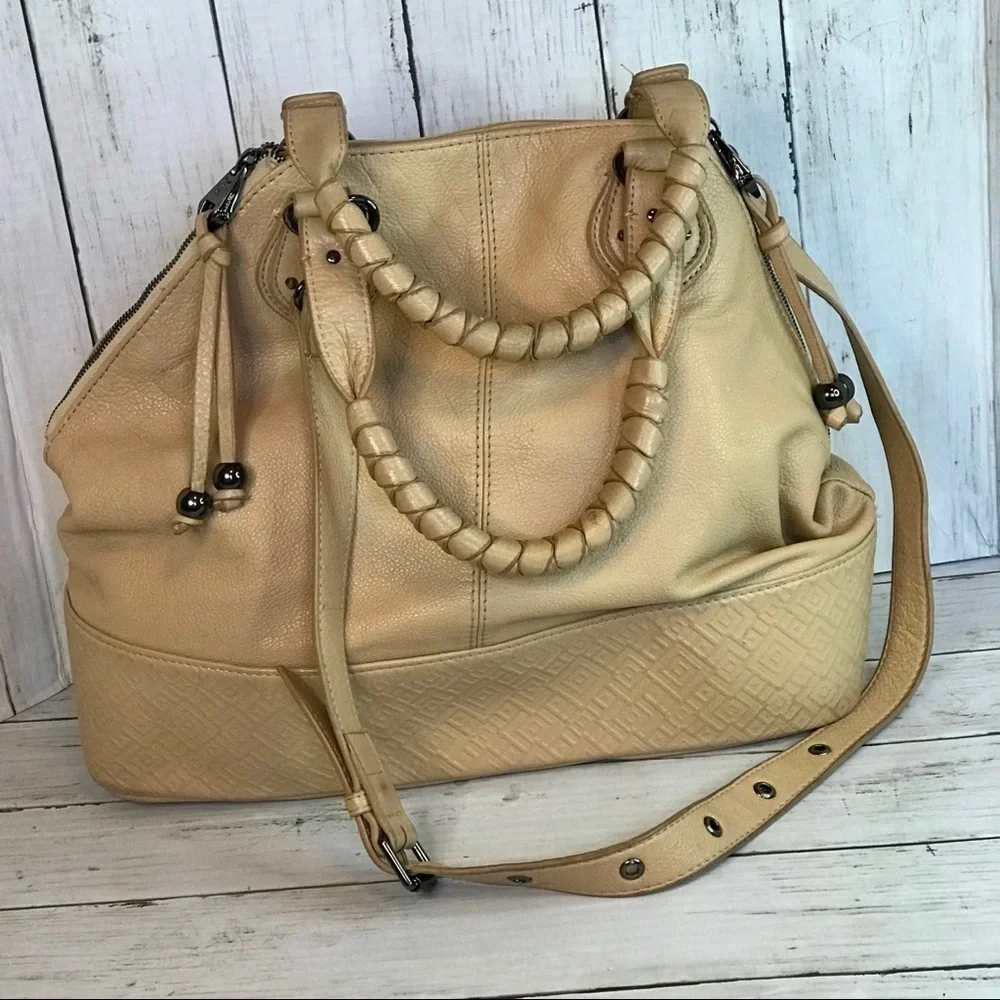 Sloane and Alex Sophia Large Leather Satchel Convertible Strap Bag